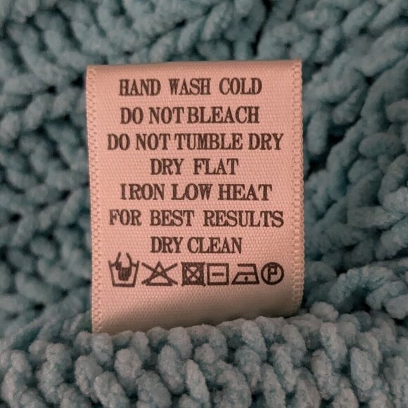 NEW IN Teal Blue Long Sleeve Pullover Crew Neck Boxy Chenille Sweater; Size M - Picture 6 of 6